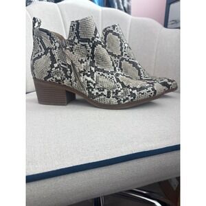 MIA Women's Snakeskin‎ Ankle Boots Side Zip Block Heel Pointed Toe Fashion